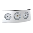 3-in-1 Shiny Silver Desk Clock with Thermometer & Hygrometer